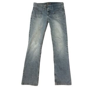 lei Y2K Vintage Double Button Low Rise Medium Wash Flare Jeans Size 9